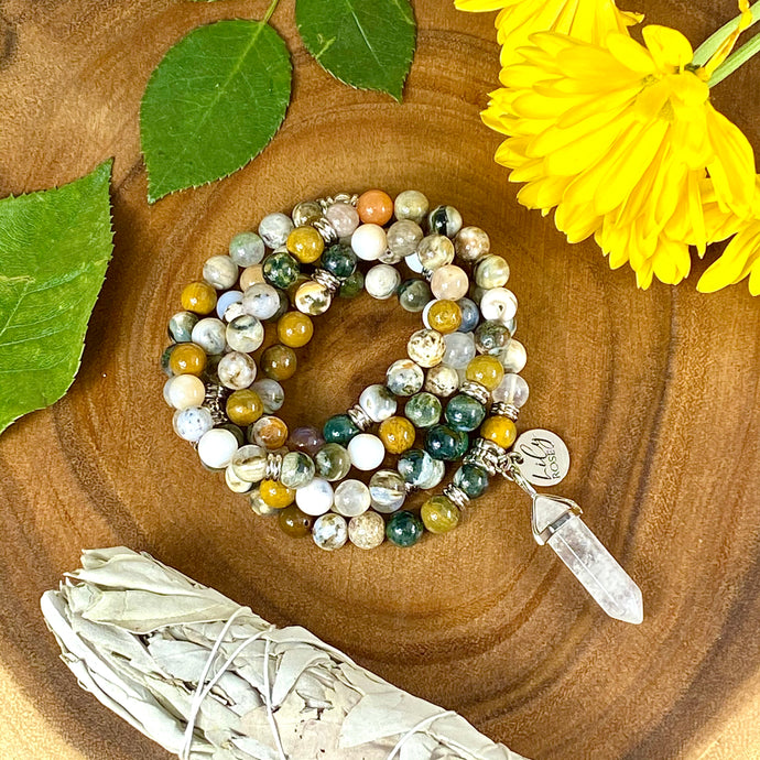 Ocean Jasper Vitality & Health 108 Mala Necklace Bracelet