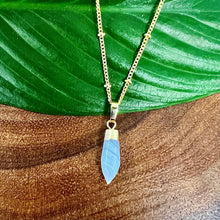 Load image into Gallery viewer, Blue Lace Agate Serenity &amp; Calm Faceted Point Pendant 18&quot; Gold Necklace