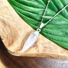 Load image into Gallery viewer, Rose Quartz Long Teardrop All Love Crystal Pendant 18” White Gold Necklace