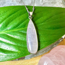 Load image into Gallery viewer, Rose Quartz Energy of Love Faceted Point Crystal Pendant 18” White Gold Necklace