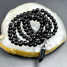 Load image into Gallery viewer, Black Onyx Spiritual Warrior Strength 108 Stretch Mala Necklace Bracelet