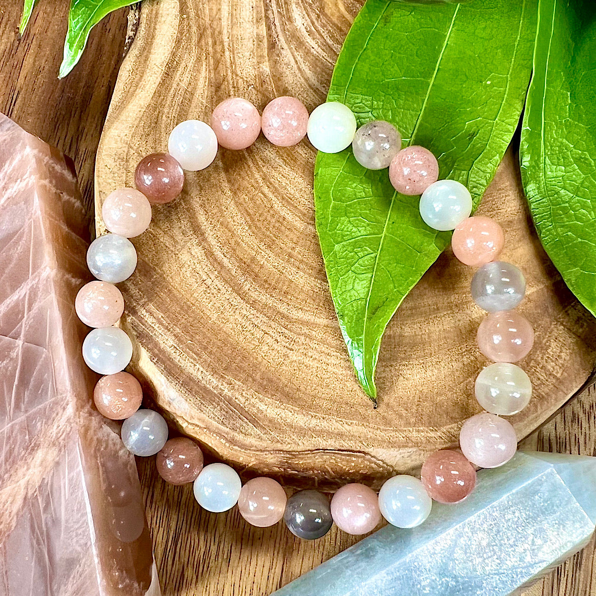 8mm Moonstone & Black Tourmaline Bracelet