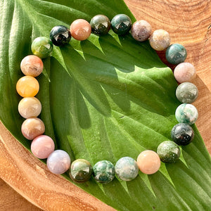 Indian Agate Growing Beauty & Inner Wisdom 10mm Stretch Bracelet