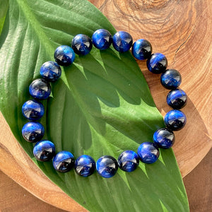 Vibrant Blue Tigers Eye Wisdom and Truth 10mm Stretch Bracelet