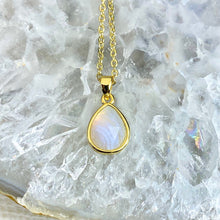 Load image into Gallery viewer, Blue Lace Agate Serenity &amp; Calm Faceted Teardrop Pendant 18&quot; Gold Necklace