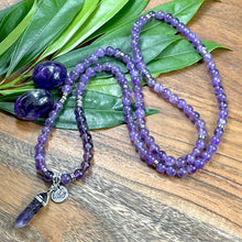 Load image into Gallery viewer, African Amethyst Intuition Queen 108 Mala Necklace Bracelet