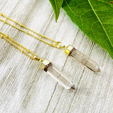 Load image into Gallery viewer, Smoky Citrine Purification &amp; Invisibility Cloak Full Tower Point Pendant 18&quot; Gold Necklace