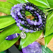 Load image into Gallery viewer, African Amethyst &amp; Elite Shungite Third Eye Purify Premium Collection 108 Mala Necklace Bracelet