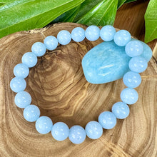 Load image into Gallery viewer, Aquamarine Conscious Awareness Relaxation 10mm Stretch Bracelet