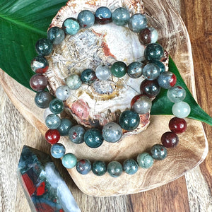 African Bloodstone Health Revitalization & Rebalancing 8mm Stretch Bracelet