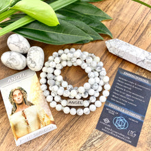 Load image into Gallery viewer, 8mm Elizabeth April Channeled Angel Sacred Geometry Limited Edition Cosmic Species Stretch Mala Bracelet Necklace