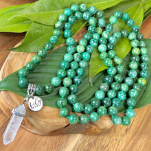 Load image into Gallery viewer, Jade Energy Blessings &amp; Abundance 108 Hand Knotted Mala with Point Charm Pendant Necklace