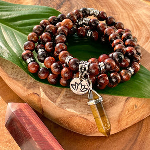 Red Tigers Eye Stamina & Endurance 108 Mala Necklace Bracelet