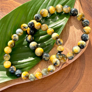 Limited Honey Blue Tigers Eye Velvet Transitioning 8mm Stretch Bracelet