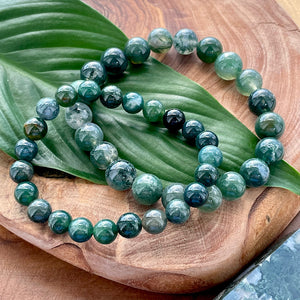 Moss Agate Mother Gaia Growth & Abundance 10mm Stretch Bracelet