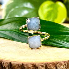 Load image into Gallery viewer, Aquamarine Faceted Diamond Freedom &amp; Clarity Adjustable Gold Ring