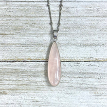 Load image into Gallery viewer, Rose Quartz Energy of Love Faceted Point Crystal Pendant 18” White Gold Necklace