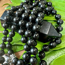 Load image into Gallery viewer, Elite Shungite Stone of Life EMF Radiation Protection &amp; Purification Limited Premium Collection 108 Hand Knotted Mala with Point Charm Pendant Necklace
