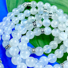 Load image into Gallery viewer, Last 3 in stock! NEW Grade AAA+ Holographic Rainbow Moonstone Miracles &amp; Universal Energy 108 Stretch Mala Necklace Bracelet
