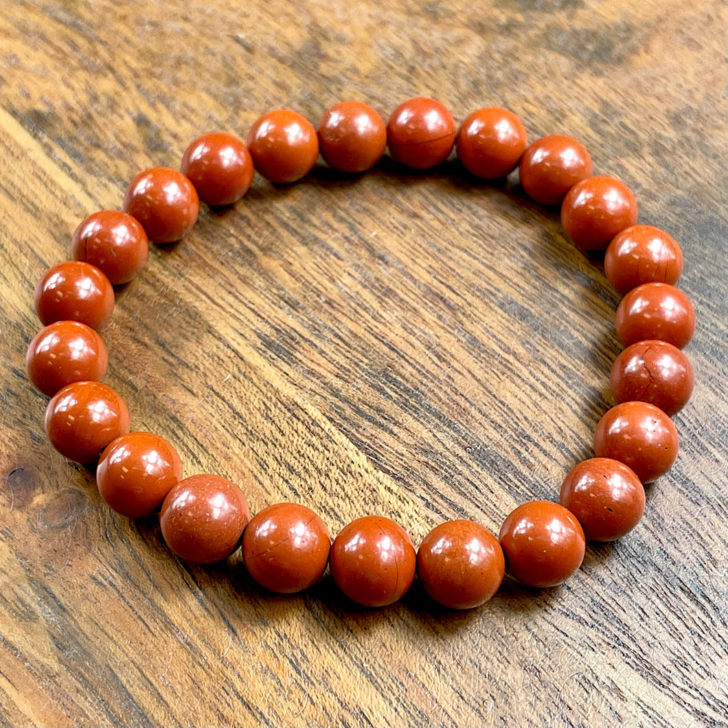 Red Jasper Earth Warrior Freedom Fighter Protection 8mm Stretch Bracelet