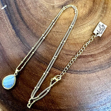 Load image into Gallery viewer, Blue Lace Agate Serenity &amp; Calm Faceted Teardrop Pendant 18&quot; Gold Necklace