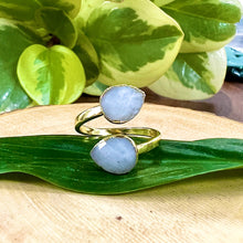 Load image into Gallery viewer, Aquamarine Faceted Teardrop Freedom &amp; Clarity Adjustable Gold Ring