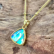 Load image into Gallery viewer, Abalone Shell Sweet Mini Triangle Beauty &amp; Tranquility Pendant 18” Gold Necklace