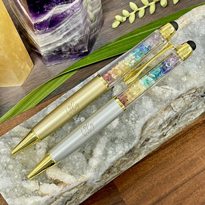 Hand Filled Crystal Gemstone Pen for High Vibrational Energy Writing Collection by Maddox