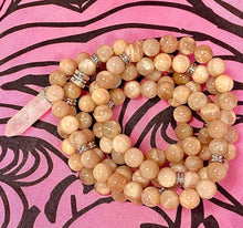 Load image into Gallery viewer, Peach Moonstone Heart Opening &amp; Activation 108 Stretch Mala Necklace Bracelet