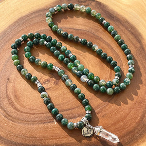 Moss Agate Mother Gaia Growth & Abundance 108 Mala Necklace Bracelet