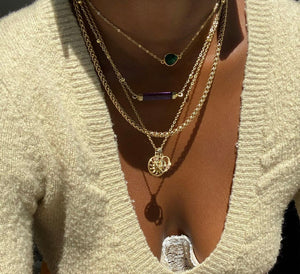 Malachite Power & Transformation Sweet Drop Choker 14” + 2" Gold Necklace