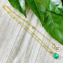 Load image into Gallery viewer, Malachite Power &amp; Transformation Faceted Teardrop Pendant 18” Gold Necklace