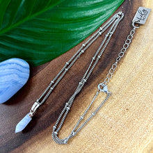 Load image into Gallery viewer, Blue Lace Agate Serenity &amp; Calm Faceted Point Pendant 18&quot; White Gold Necklace