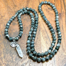 Load image into Gallery viewer, Labradorite Larvakite Power Protector Shaman Stone 108 Mala Necklace Bracelet