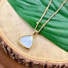 Load image into Gallery viewer, Mother of Pearl Sweet Mini Triangle Peacefulness Shell Pendant 18” Gold Necklace
