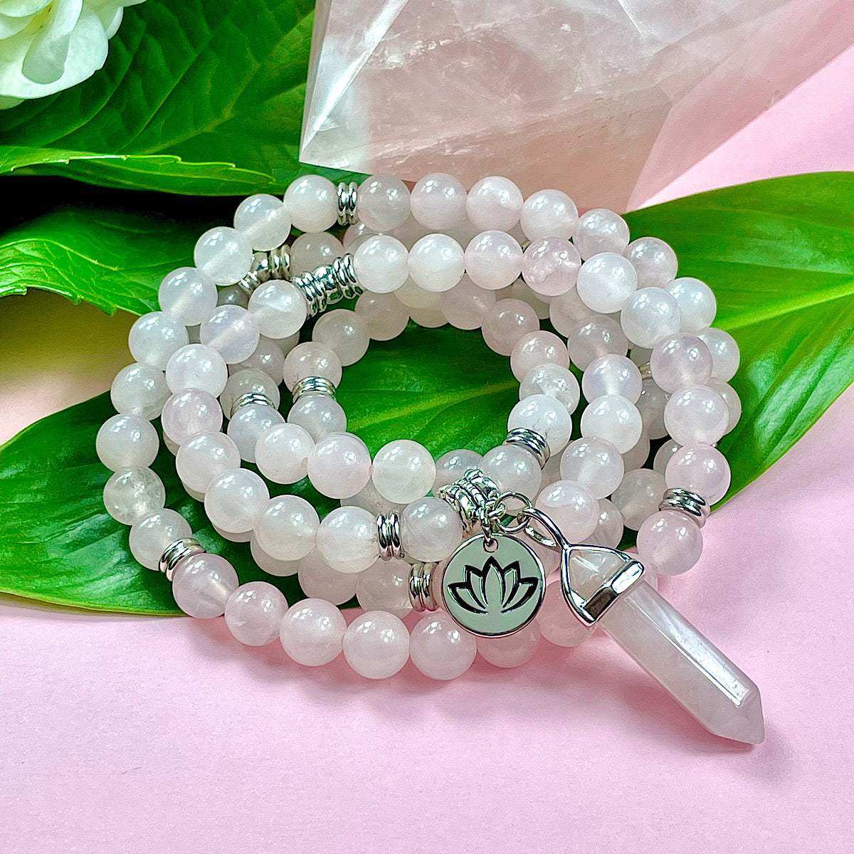 Rose Quartz True Love 108 Mala Necklace Bracelet – Lily Rose Jewelry Co