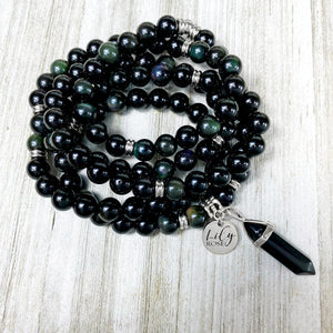 Rainbow Obsidian Discovery & Healing 108 Mala Necklace Bracelet